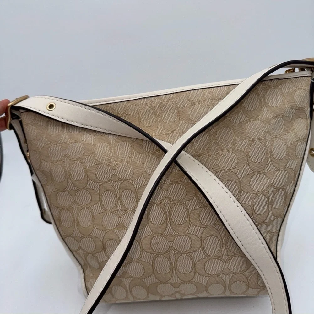 Coach Signature Dufflette Light Khaki Chalk 25697 Crossbody Shoulder Bag